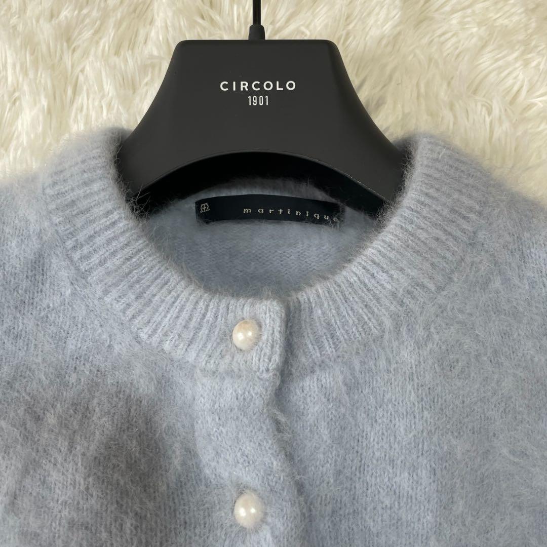 マルティニーク フォックス カシミヤ カーディガン ライトブルー レディース