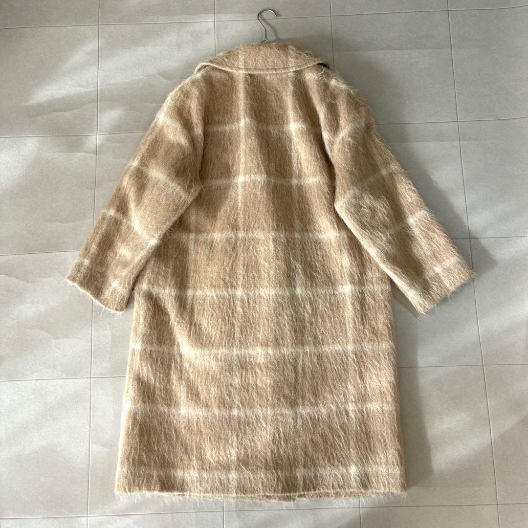 極美品 23区 マンテコ♡アルパカ ウール シャギー チェスターコート チェック