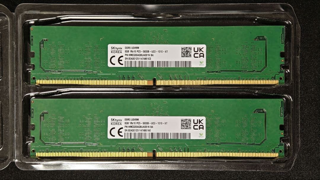 DDR5 16GB 5600MHz メモリ 2枚セット（8GB×2）