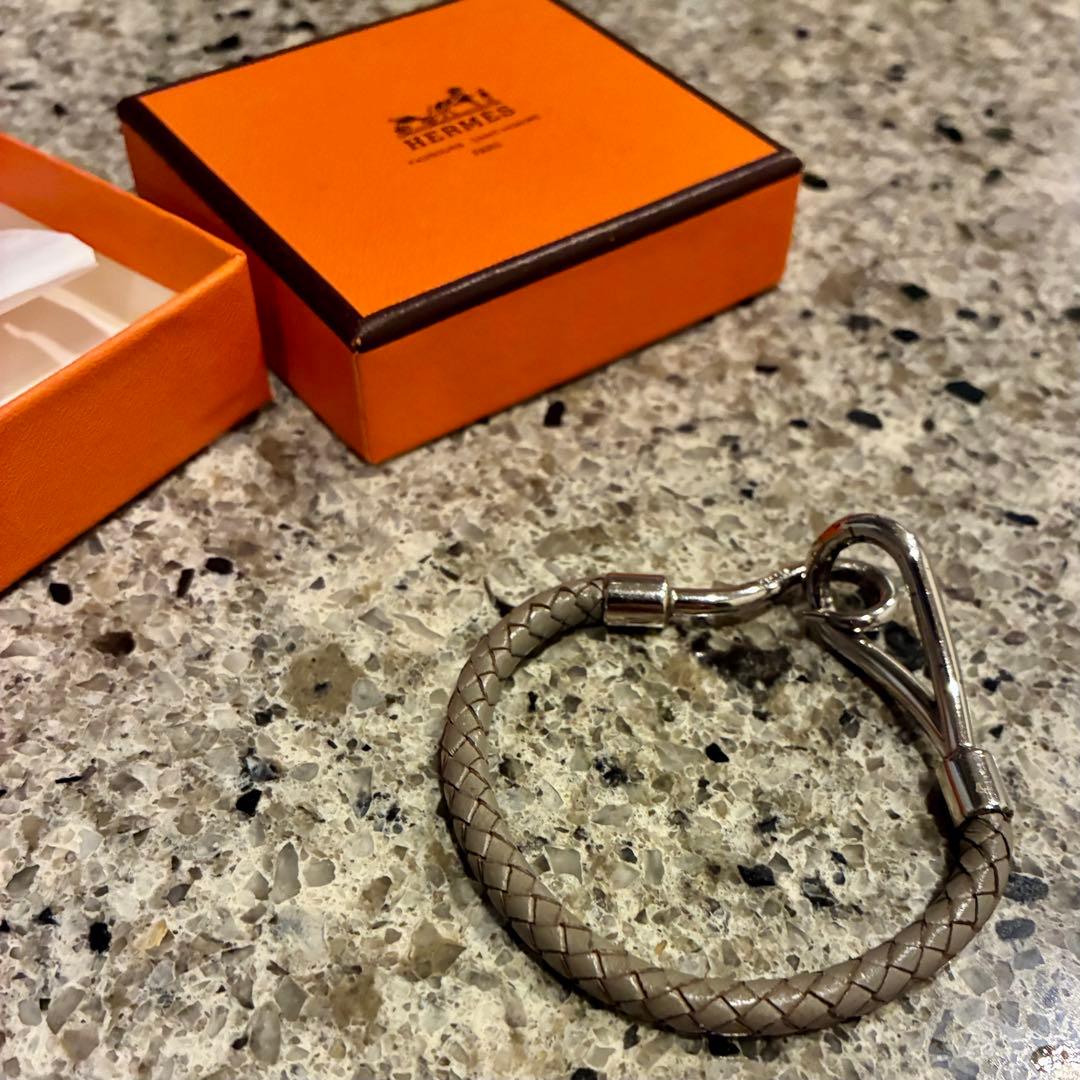 美品 HERMES レザーブレスレット ジャンボH エタン