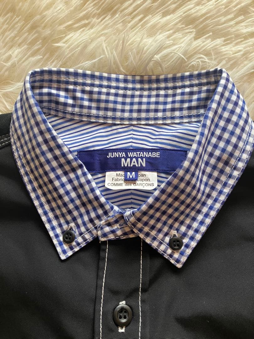 junya watanabe man 切り替えシャツ　ギンガムチェック　Mサイズ