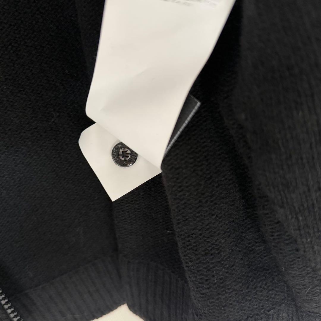 STONE  フード付ニット ジップアップ ブラック　XXL