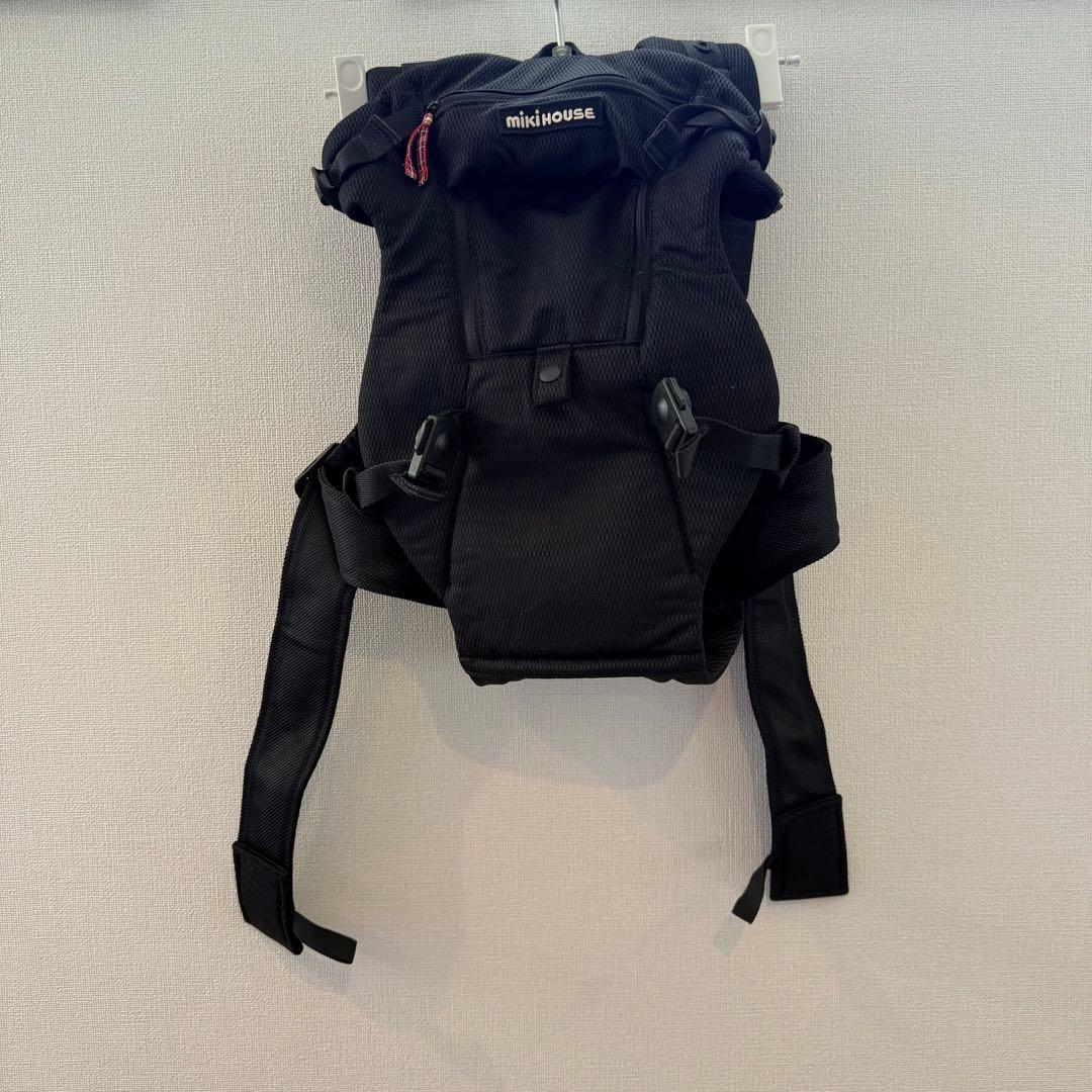 【保証書あり】miki HOUSE ファーストベビーキャリア ブラック　抱っこ紐