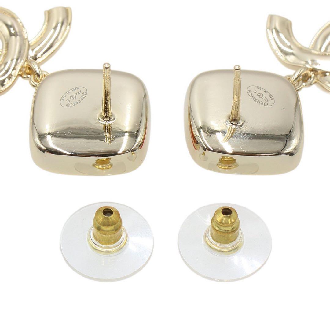 R2399 未使用 シャネル ココマーク×カラーストーン スイングピアス