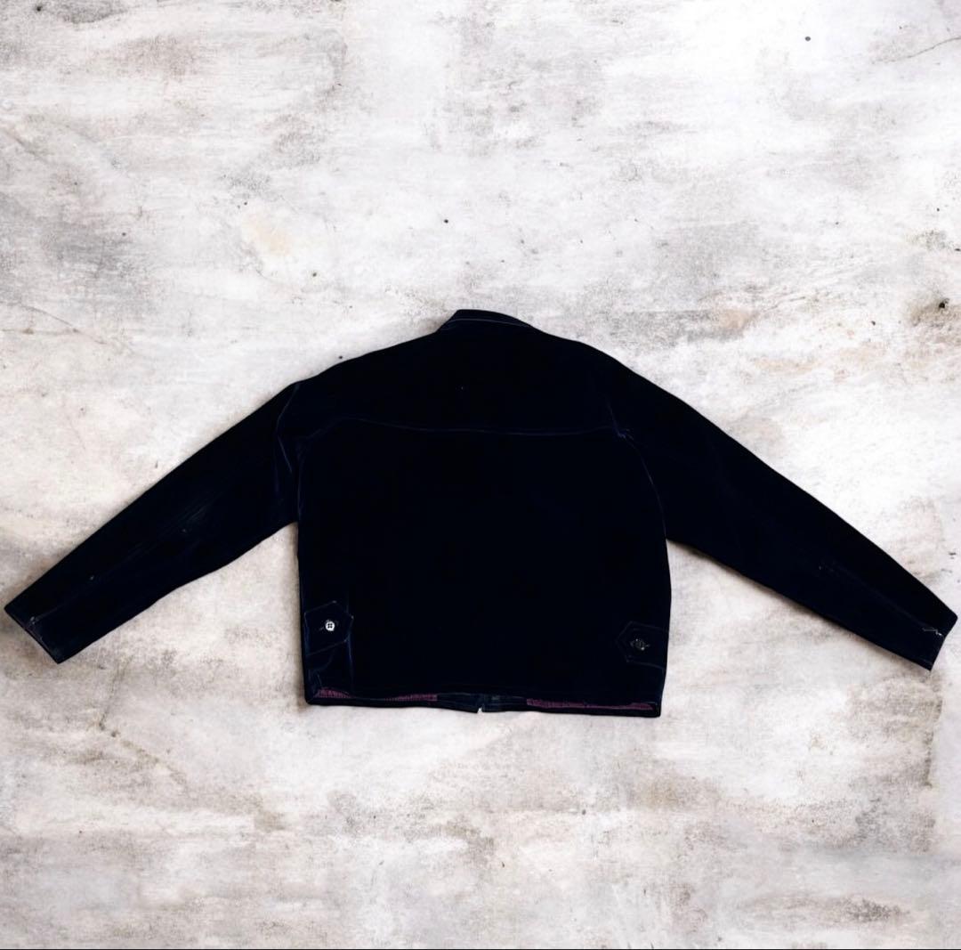 【希少】70s 国産　ヴィンテージ ベロア スイングトップ ネイビー 短丈