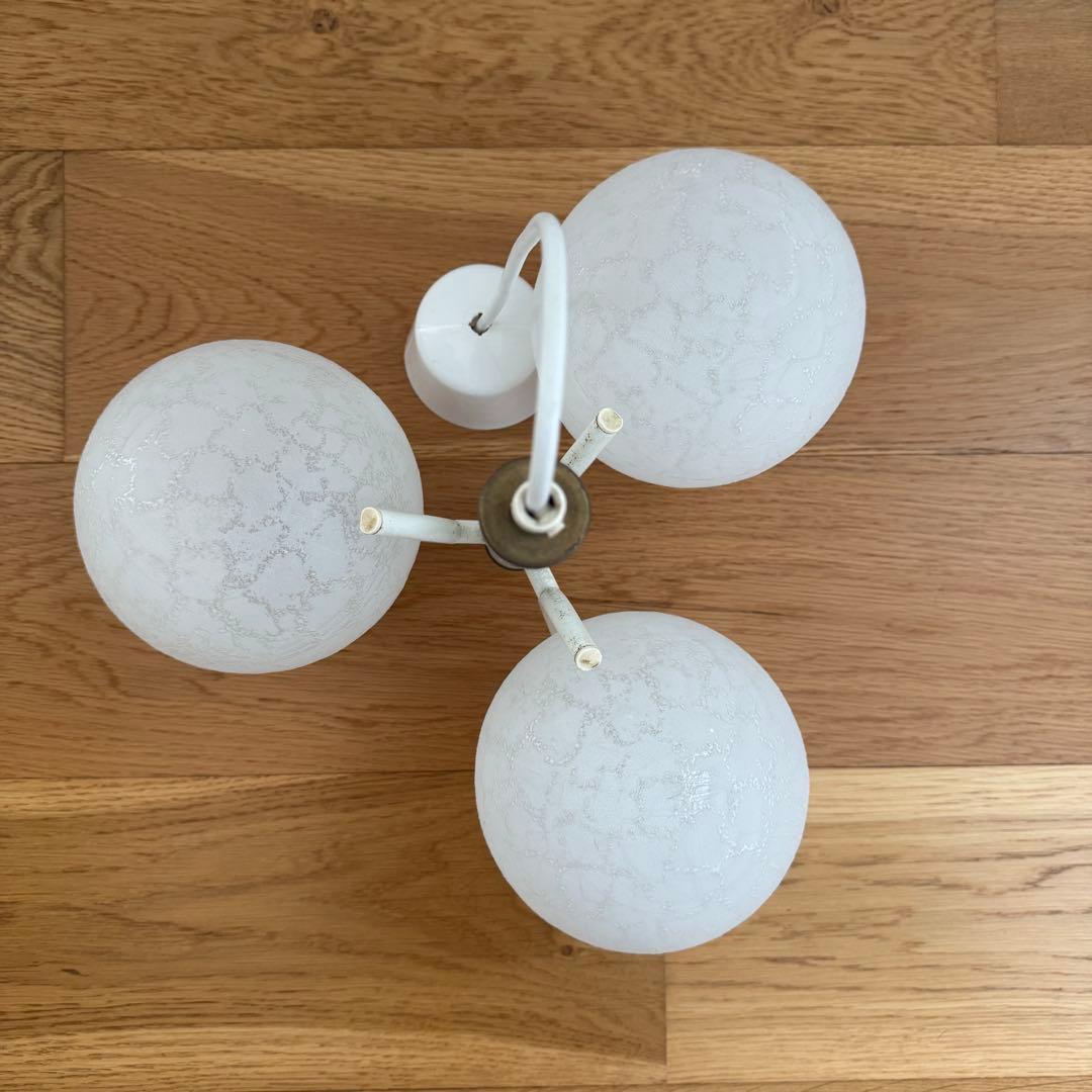 【KRN】ヴィンテージ ガラスシャンデリア 3灯