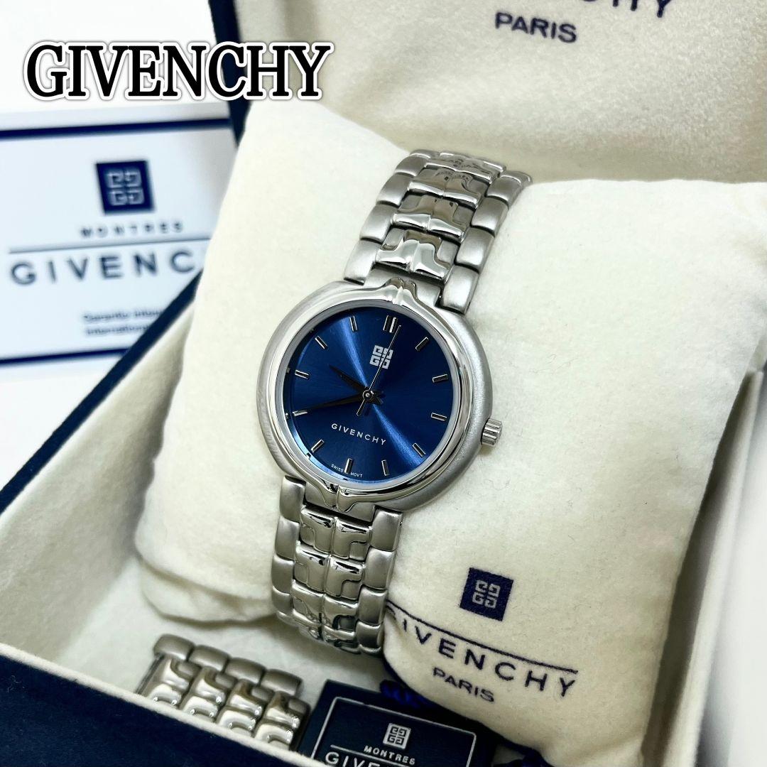 【美品】 稼働 GIVENCHY SY.18.XV ネイビー文字盤 腕時計
