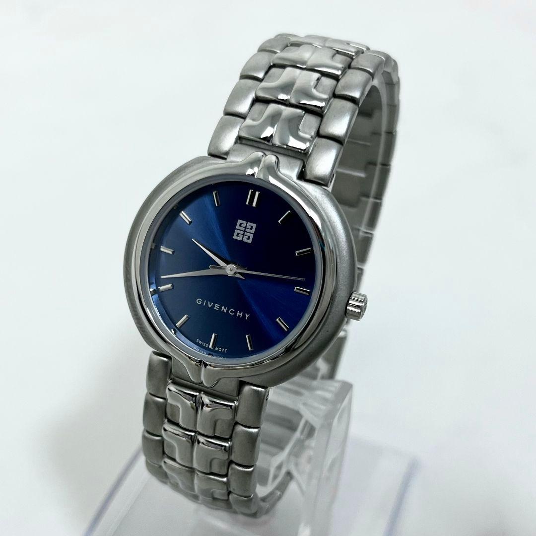 【美品】 稼働 GIVENCHY SY.18.XV ネイビー文字盤 腕時計