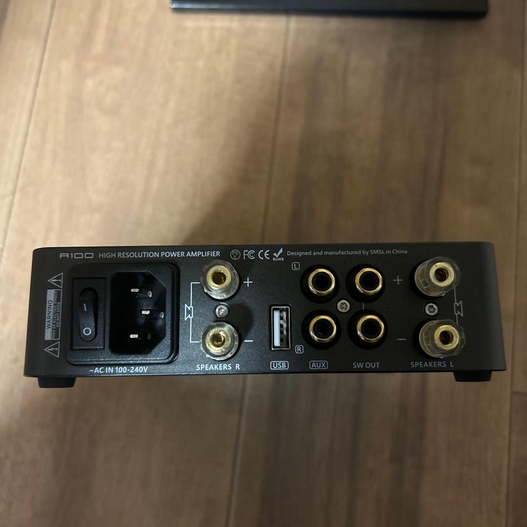 SMSL A100 SW対応デジタルパワーアンプ 高音質電源ケーブル付き