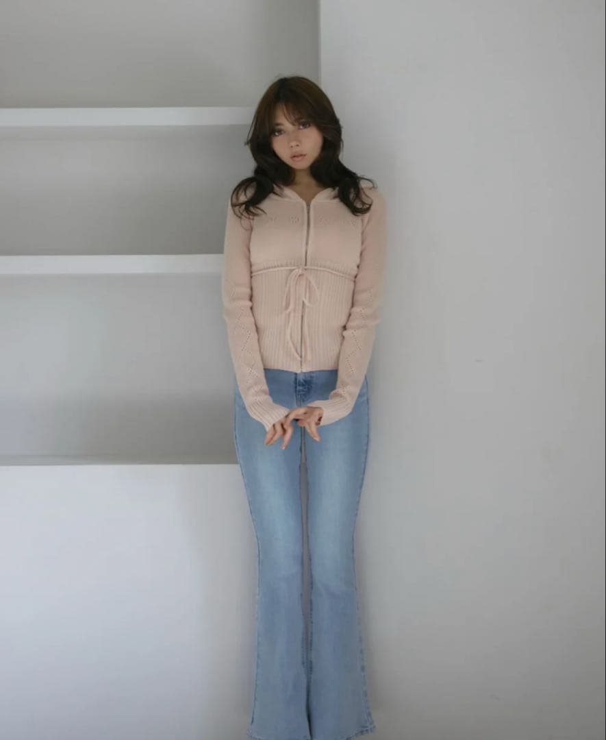 Mary logo flare denim Mサイズ light blue