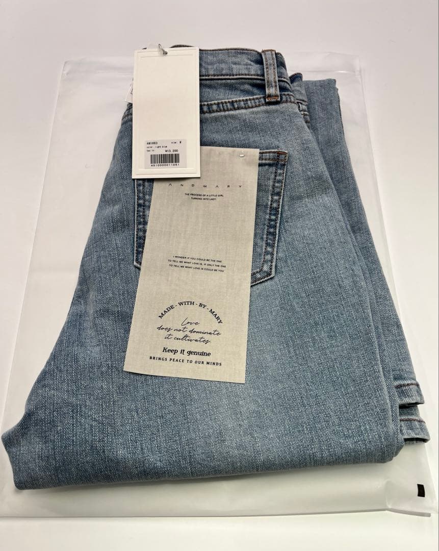 Mary logo flare denim Mサイズ light blue