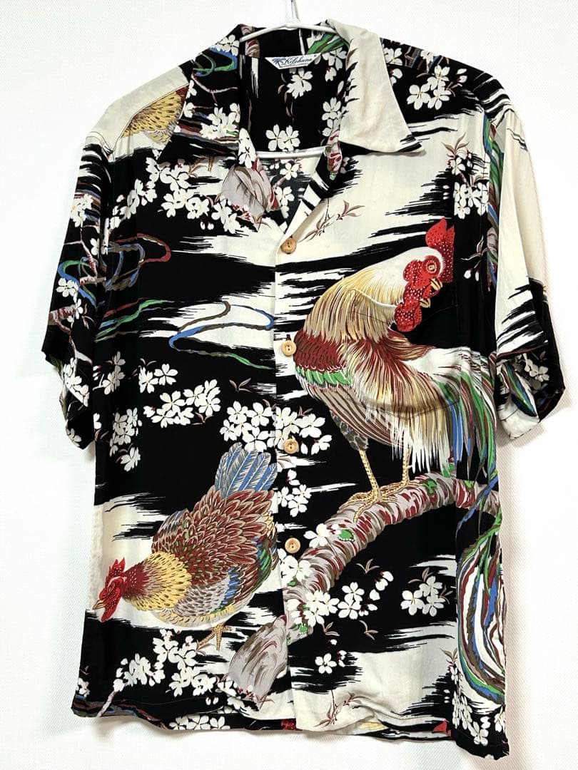 サンサーフ 和柄アロハシャツ 鶏×桜柄 未使用 美品