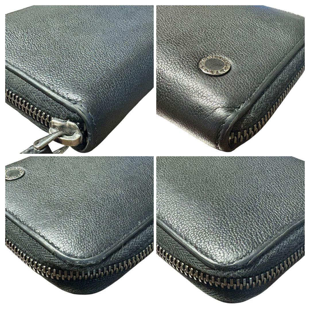 現行モデル　ブルガリ・ブルガリ マン ジップウォレット　レザー　ブラック