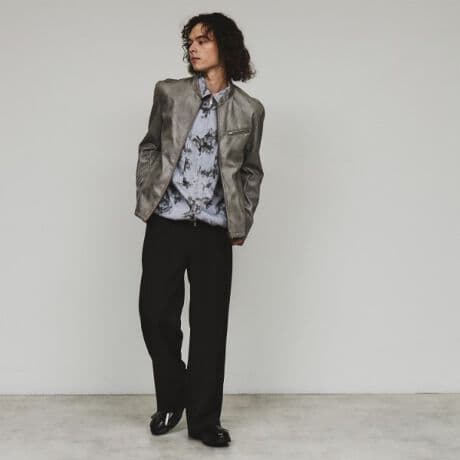 未使用級　タケオキクチ　シングルライダースジャケット　現行　グレー　XL