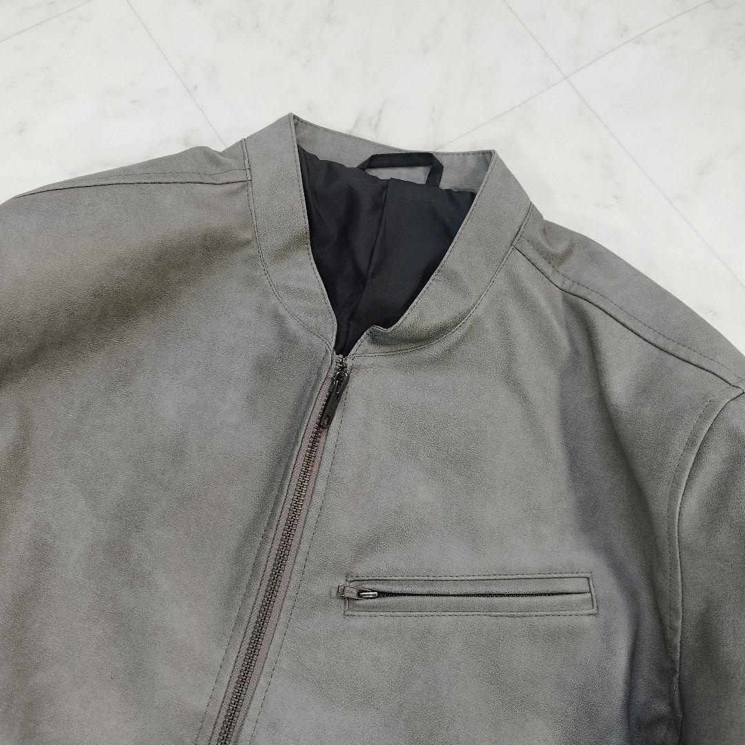 未使用級　タケオキクチ　シングルライダースジャケット　現行　グレー　XL