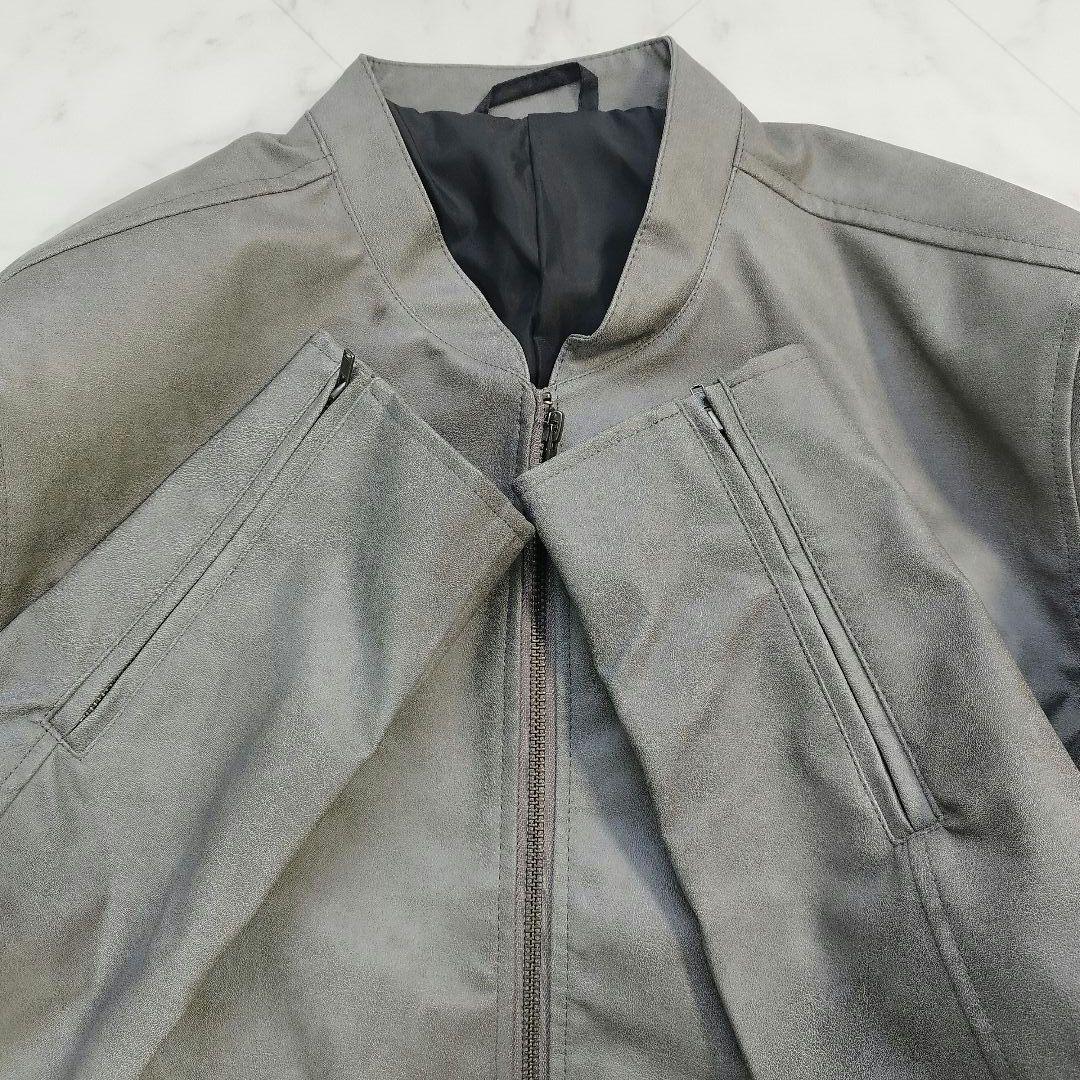 未使用級　タケオキクチ　シングルライダースジャケット　現行　グレー　XL