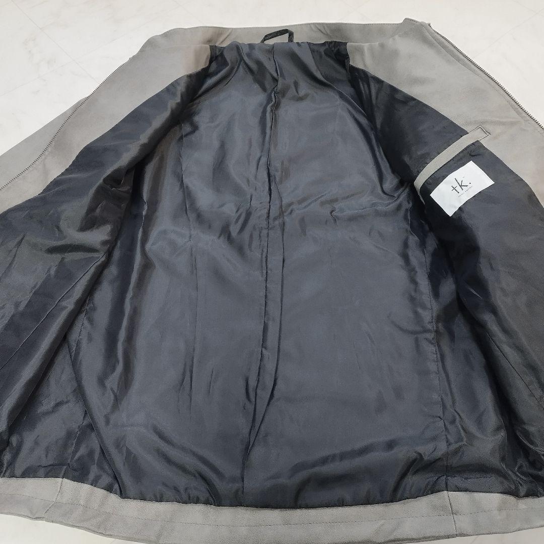 未使用級　タケオキクチ　シングルライダースジャケット　現行　グレー　XL