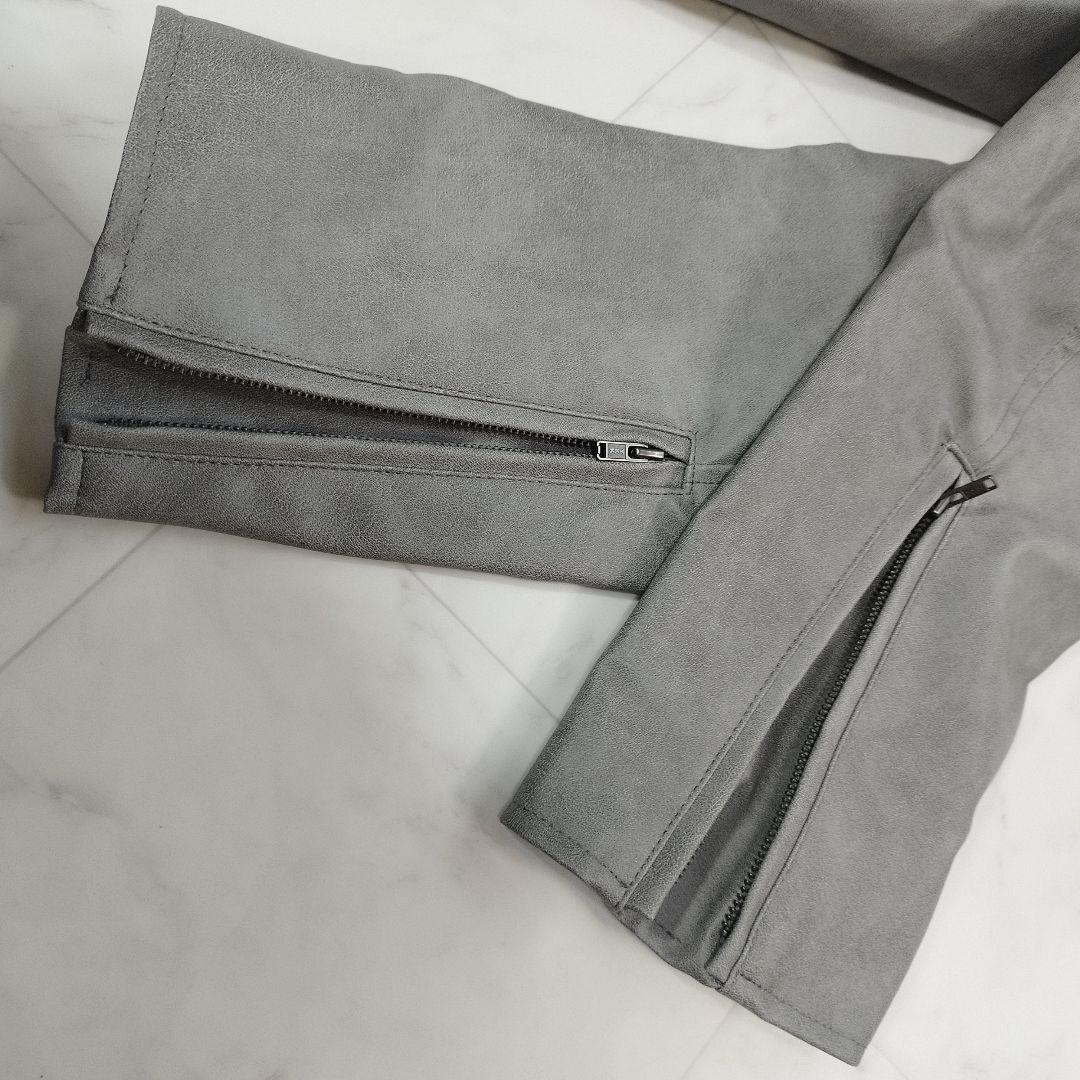 未使用級　タケオキクチ　シングルライダースジャケット　現行　グレー　XL