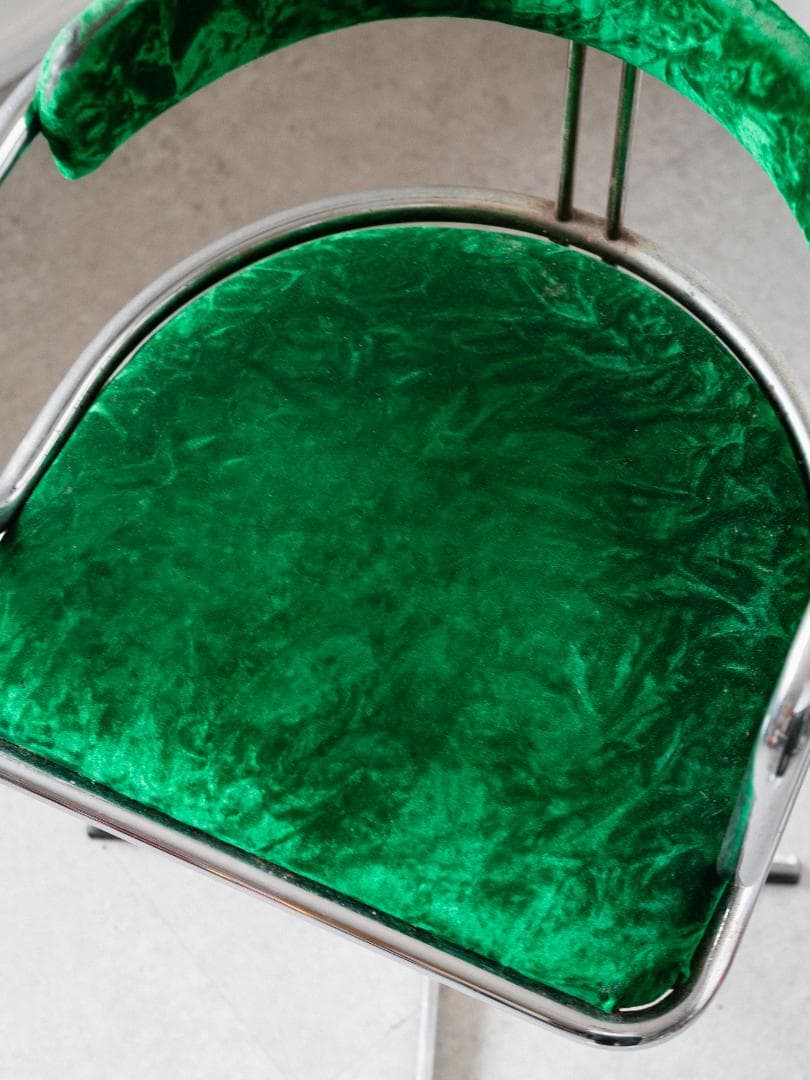 70's vintage 回転アームチェア ベロア 昭和レトロ　ポップ