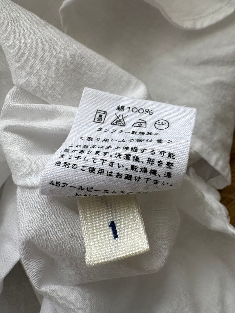 45R　45RPM　ピンタック　スタンドカラーシャツ　コットンシャツ