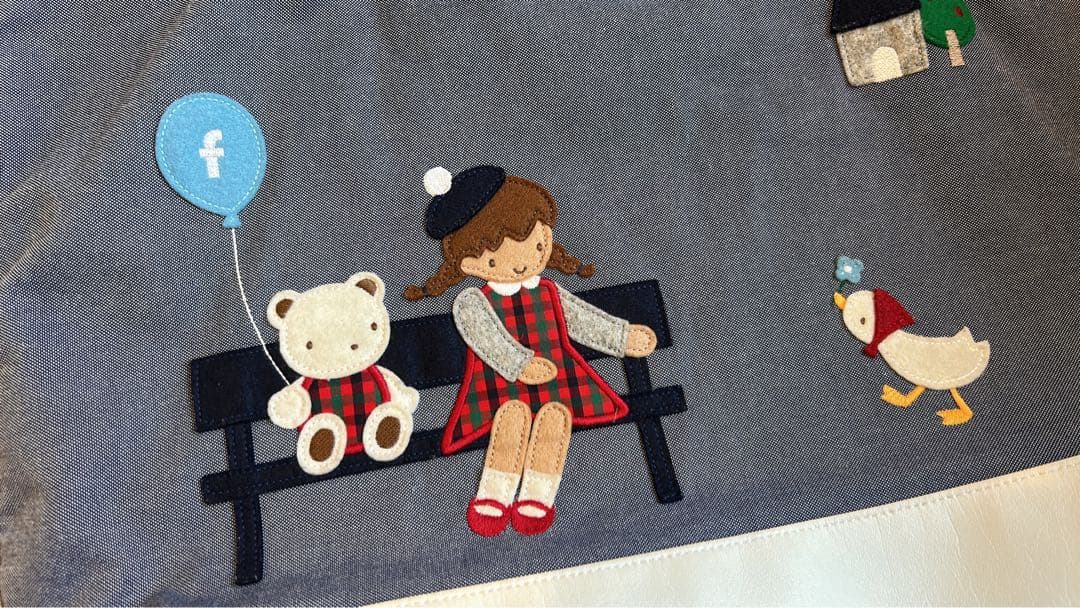 ファミリア 神戸本店限定 マチ付きデニムバッグ 70周年 青デニム