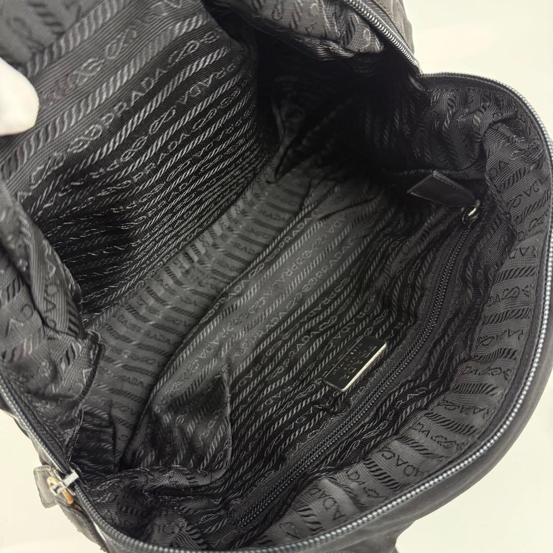 【美品】PRADA プラダ ミニボストンバッグ 三角ロゴ ナイロン 黒 白タグ