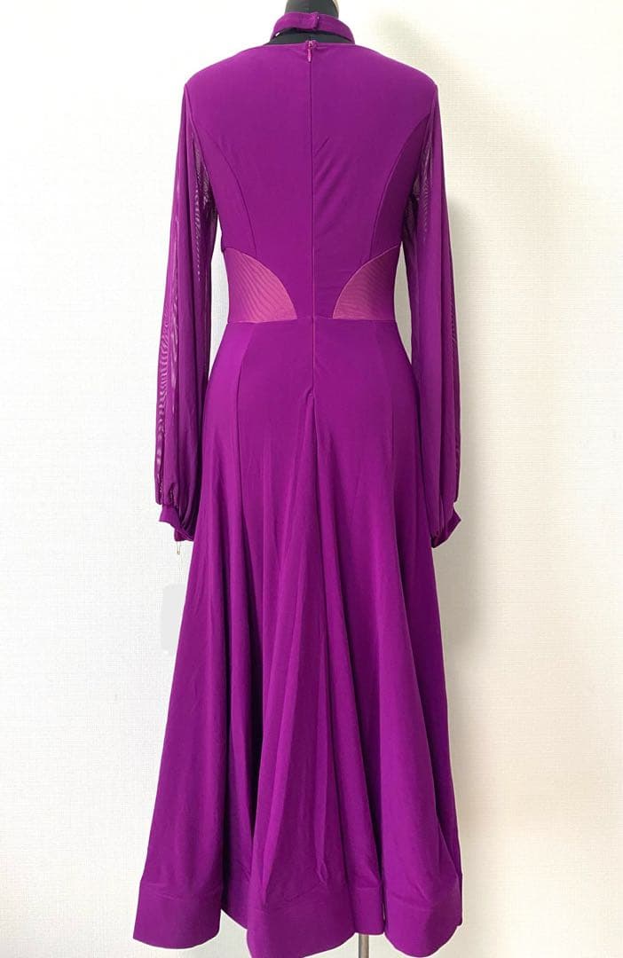 【限定特価】社交ダンスワンピース　パーティワンピース　ソシアルダンス　グレープ