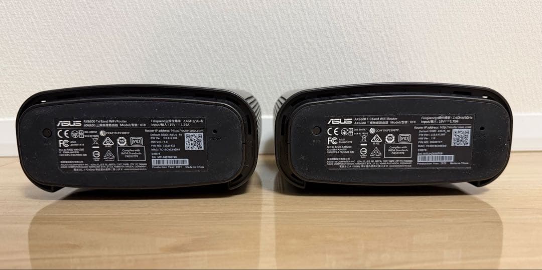 ASUS ZenWiFi AX AX6600(XT8) 2台セット、無線ルーター