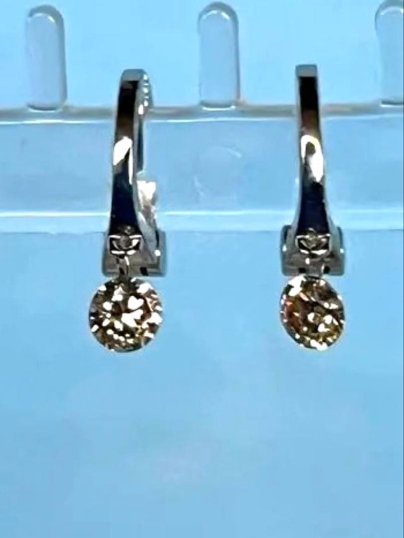 ピアリング　PT950 ブラウンダイヤモンド　約0.40ct GSTV