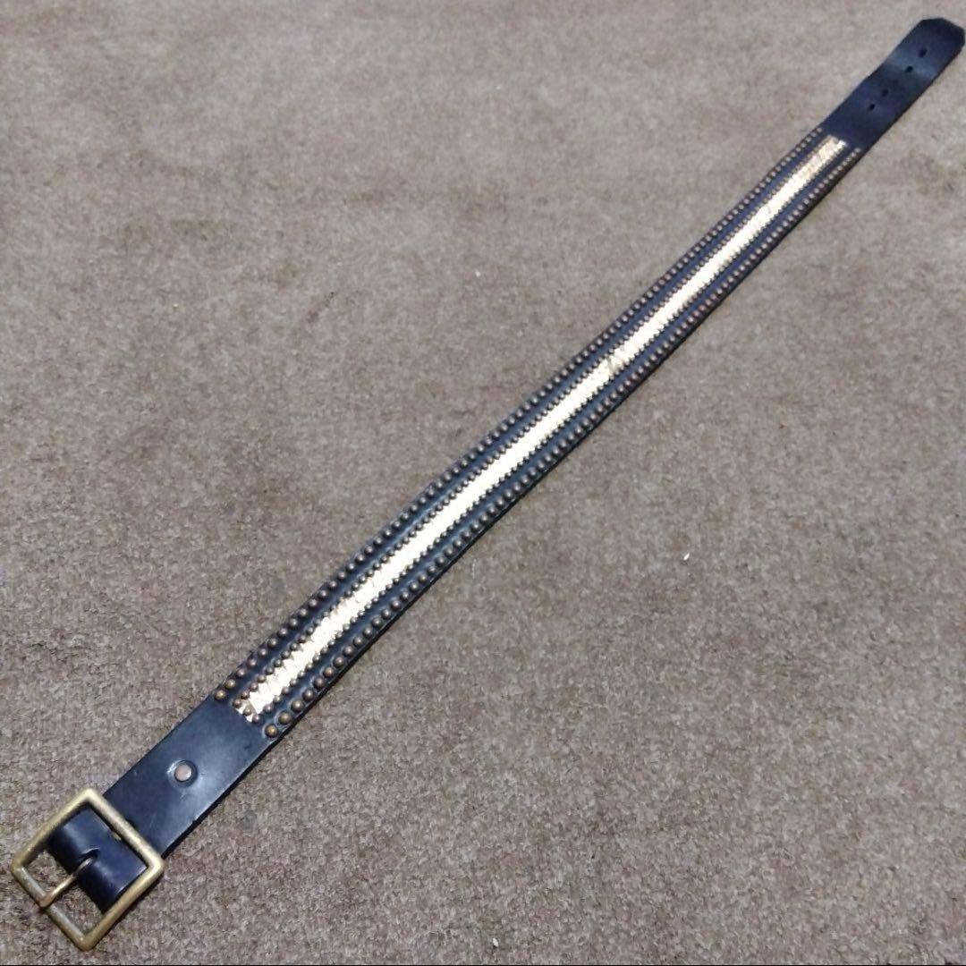 34inch HTC パイソン レザースタッズ ベルト ブラック