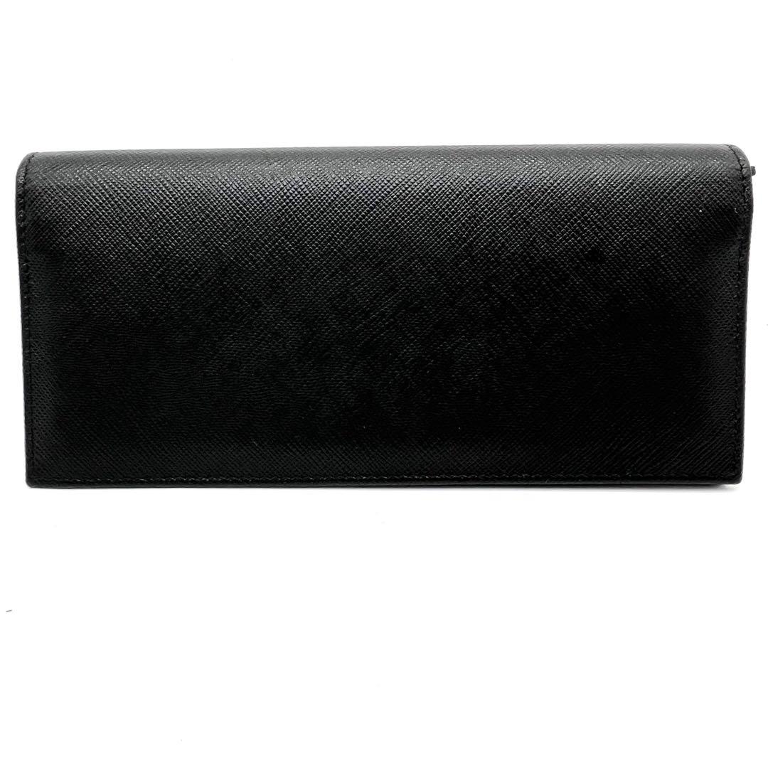 【美品】プラダ 長財布 三角ロゴ 金具 サフィアーノレザー ブラック
