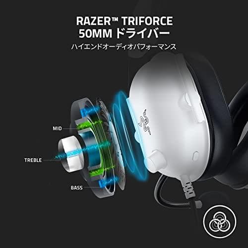 Razer BlackShark V2 X White ゲーミングヘッドセット*