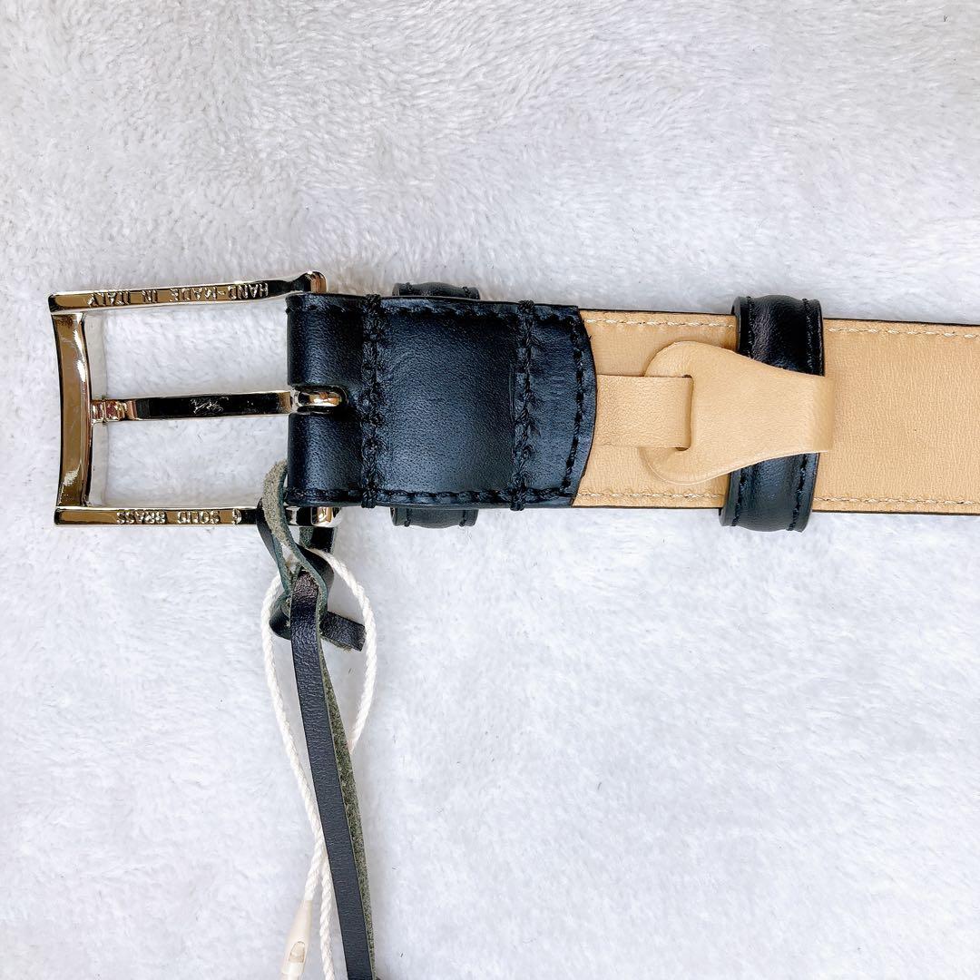 ✨未使用✨Felisi フェリージ ベルト バケッタレザー ロゴ 金具 ブラック