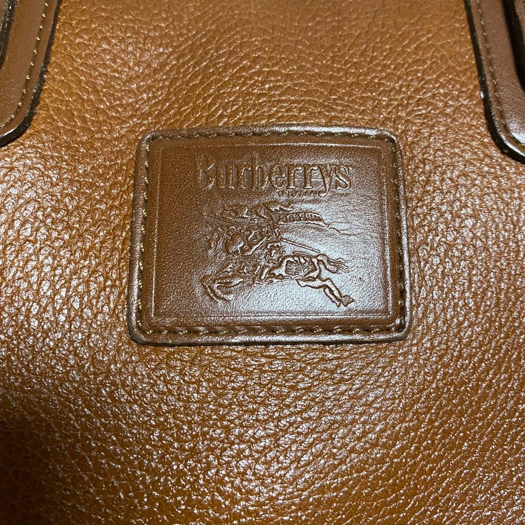 バーバリー Burberrys レザー ミニボストン ノバチェック裏地 ブラウン