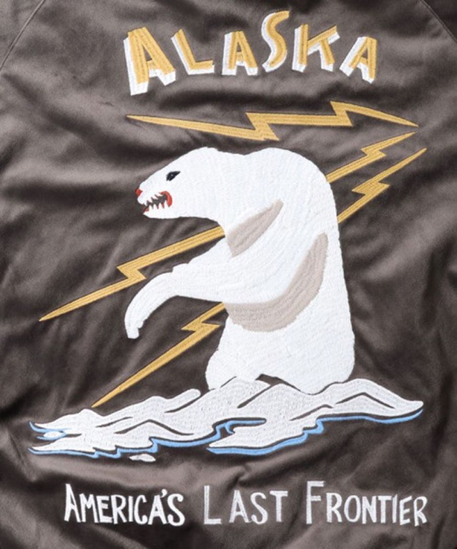HOUSTON 別珍スカジャン ALASKA柄 スーベニアジャケット XXL