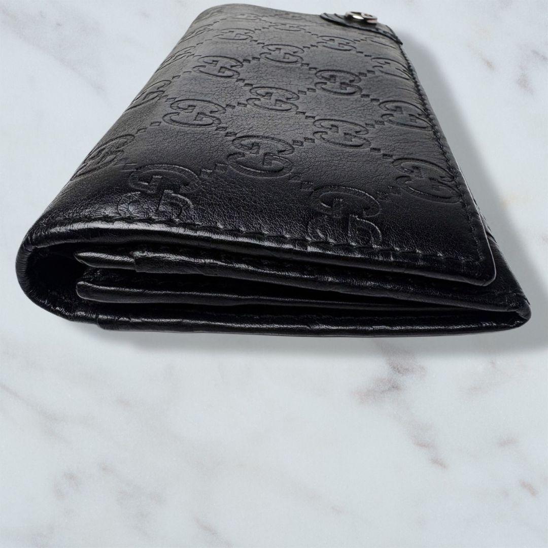 08 美品 GUCCI シマ 二つ折り財布 長財布 インターロッキング 黒 x6