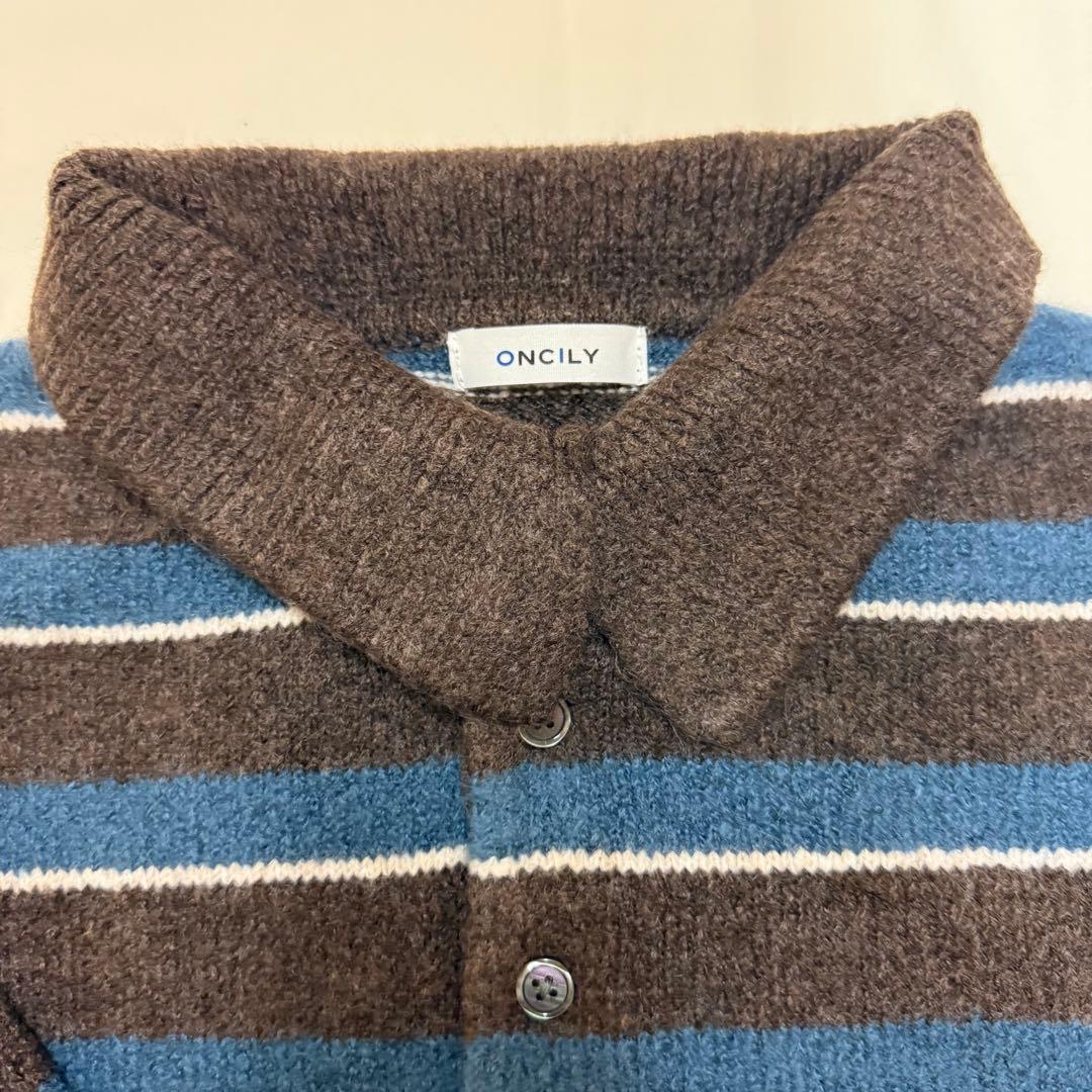 ONCILY マルチボーダーソフトタッチニットポロ