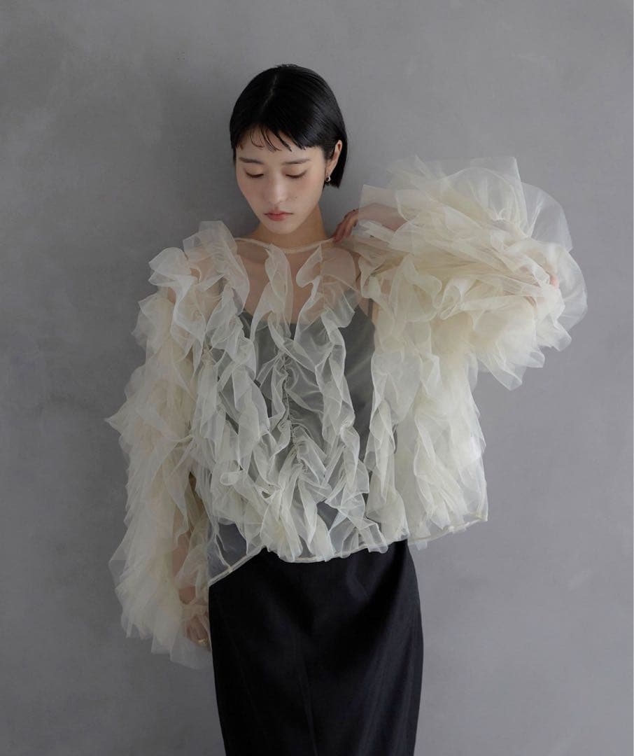 【オケージョン】 フリルチュールブラウス