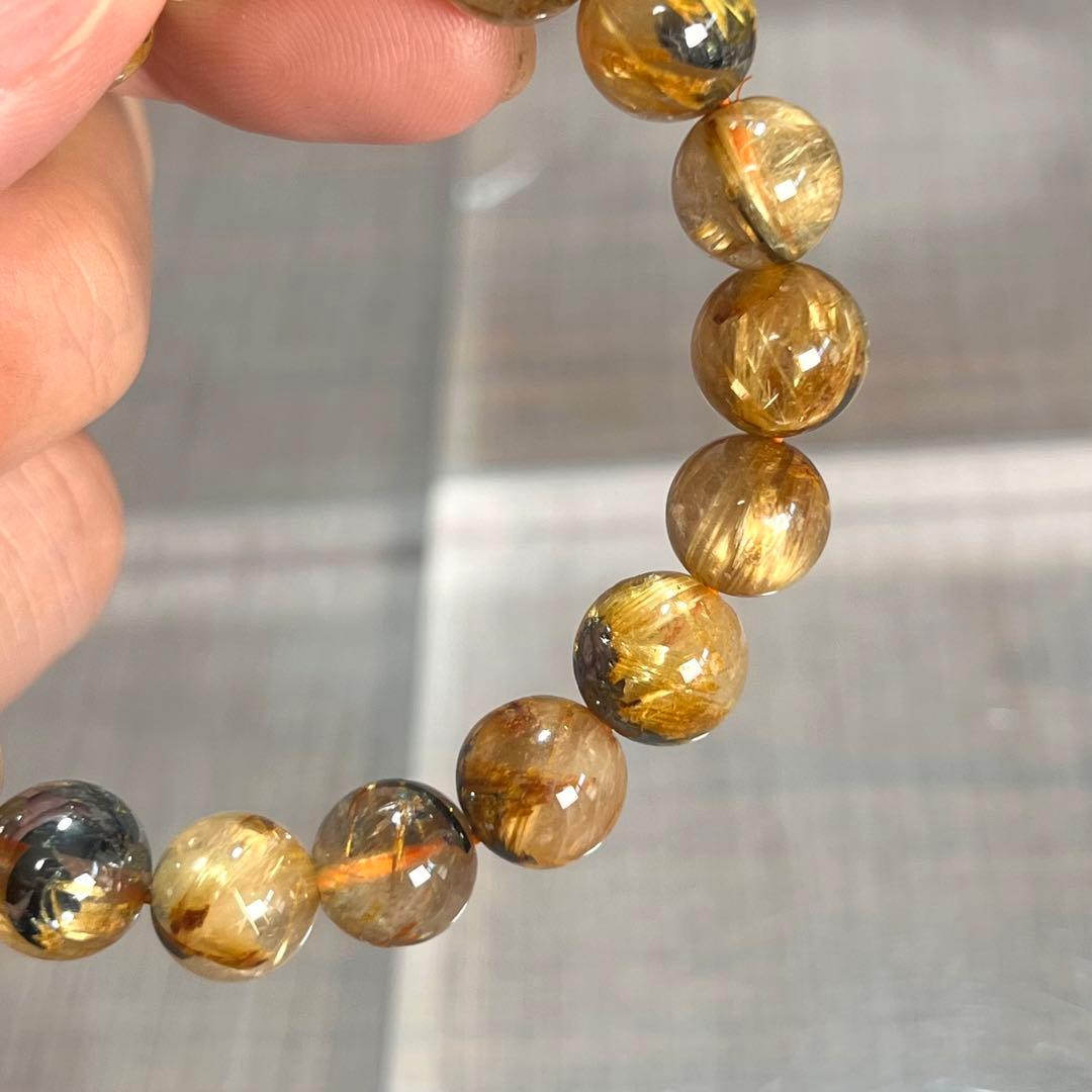 金運強　太陽放射ルチルブレスレット　ヘマタイト　ルチルクォーツ　3-2