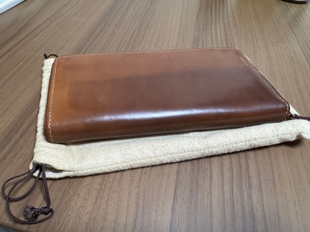 【最終値下げ】GANZO シェルコードバン2 ラウンドファスナー長財布ナチュラル