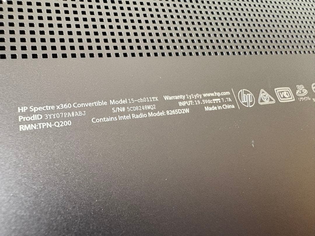 Windowsノート本体 HP Spectre x360 Convertible 15-ch0117TX