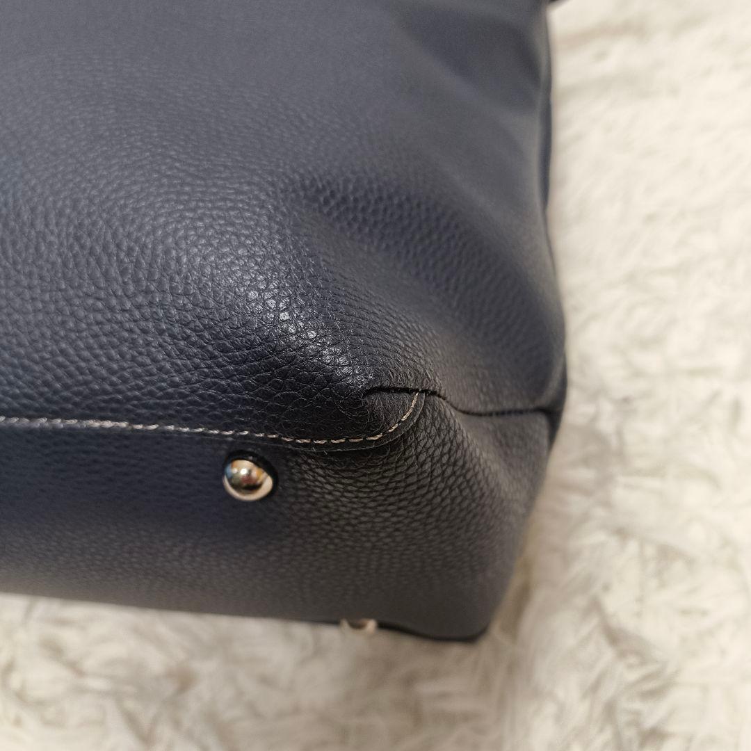 美品 グリーンレーベルリラクシング シボ レザーライク ジップ トート バッグ