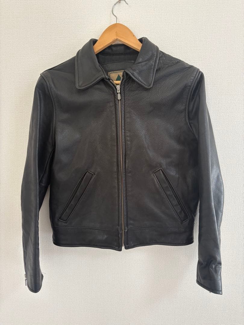 ヴィンテージ 本革 レザージャケット 短丈ブラック 80s 90s
