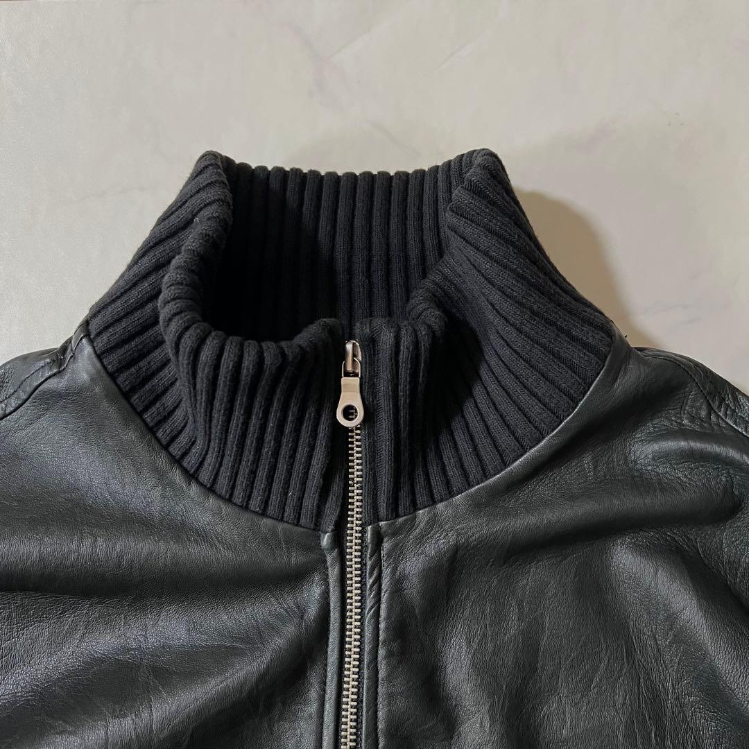 ドルチェアンドガッバーナ レザージャケット ニット スウェット切替 50サイズ