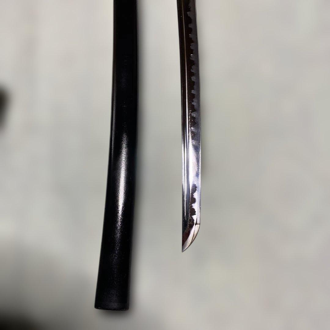 模造刀(居合刀)下緒無し 茶柄 鶴と波絵角丸鍔