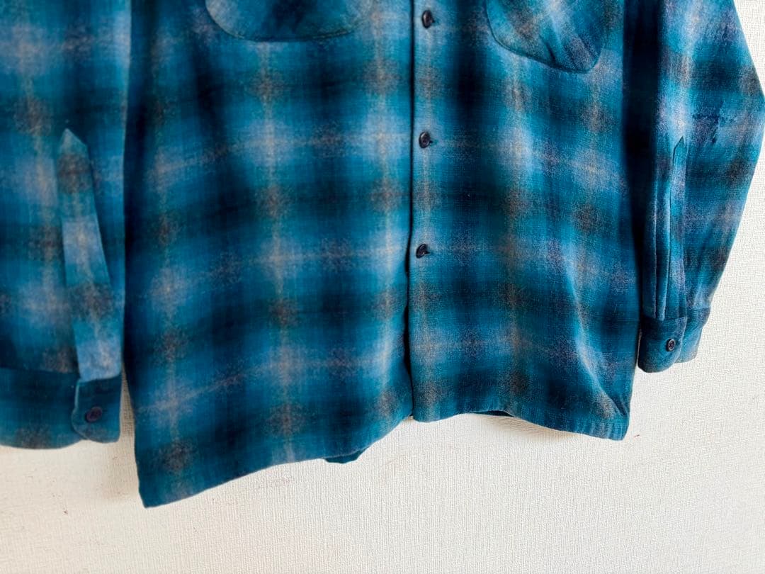 超超スペシャル 90s ペンドルトン オンブレ チェック シャツ L ターコイズ
