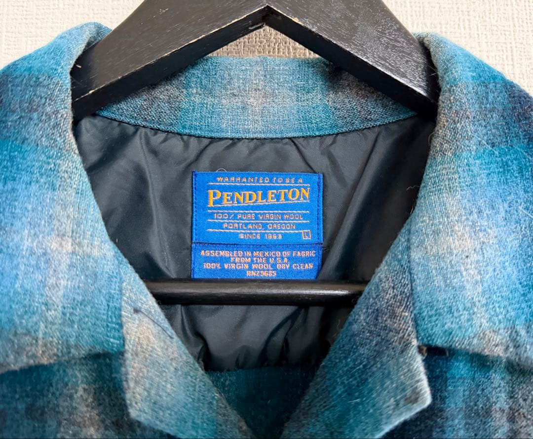 超超スペシャル 90s ペンドルトン オンブレ チェック シャツ L ターコイズ