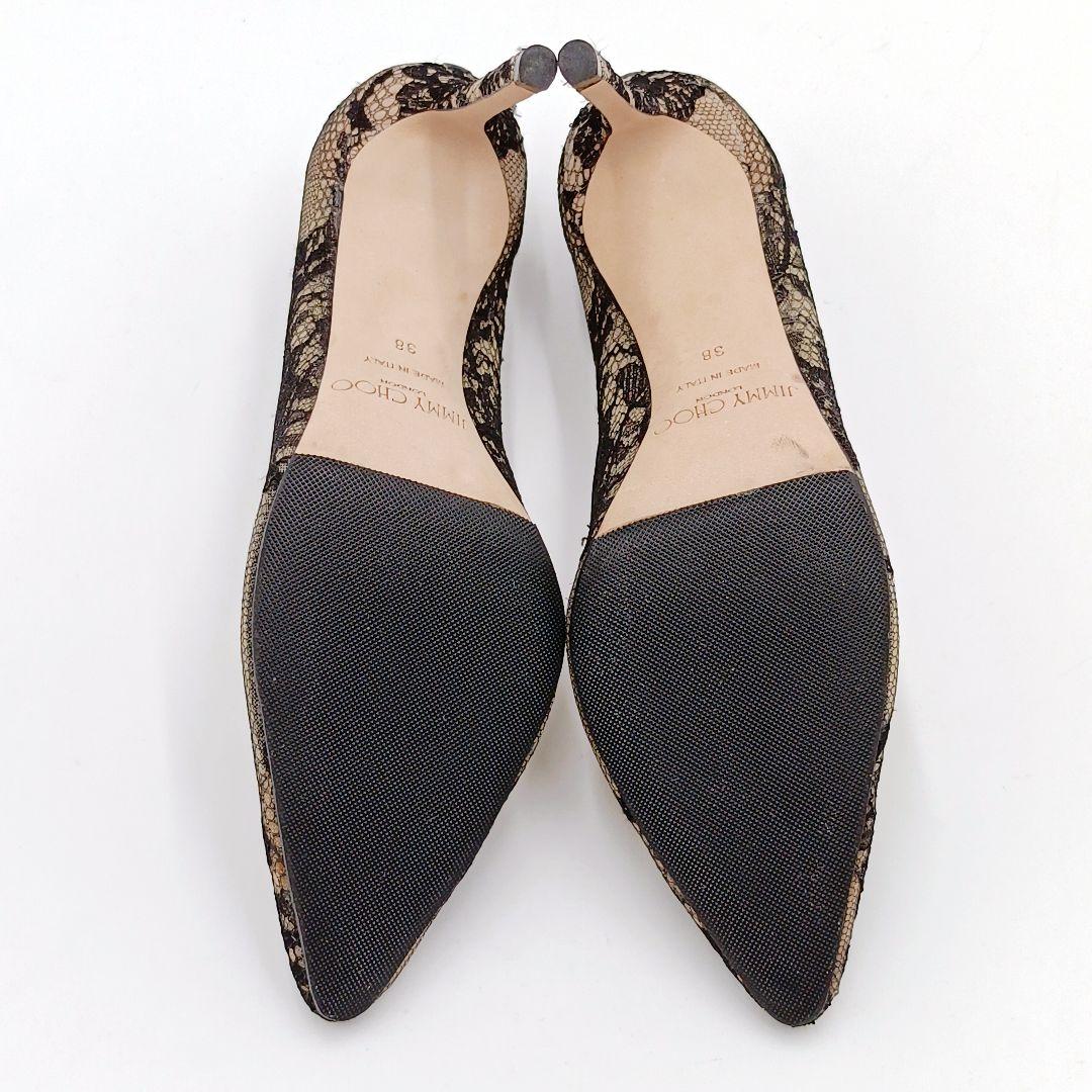 【美品】ジミーチュウ レース ハイヒール ロミー 38 黒 Jimmy Choo