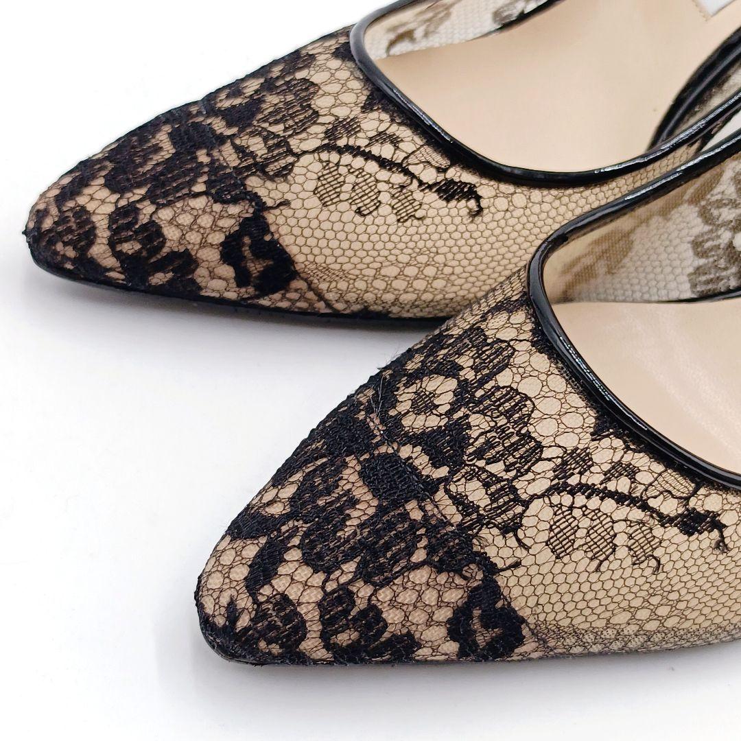 【美品】ジミーチュウ レース ハイヒール ロミー 38 黒 Jimmy Choo