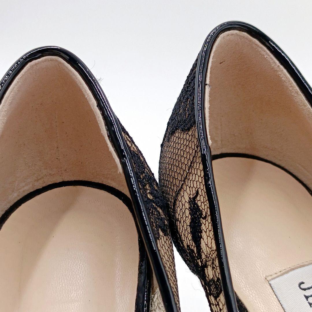 【美品】ジミーチュウ レース ハイヒール ロミー 38 黒 Jimmy Choo